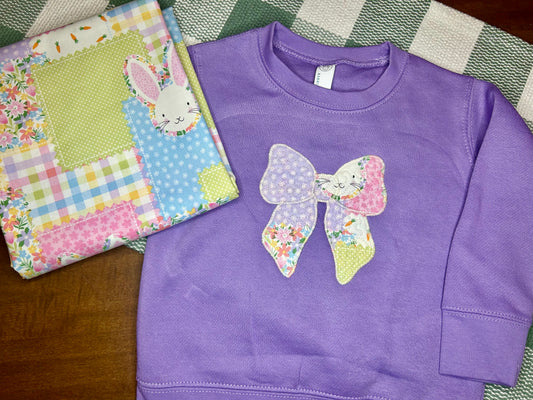 Embroidered Kid Sizes Easter Quilted Bow Sweatshirt