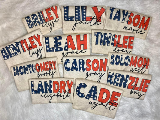 American Flag Name Bubbles/Tees