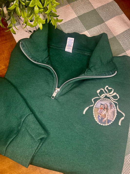 Embroidered Custom Photo Frame Quarter Zip/Crewneck Sweatshirt