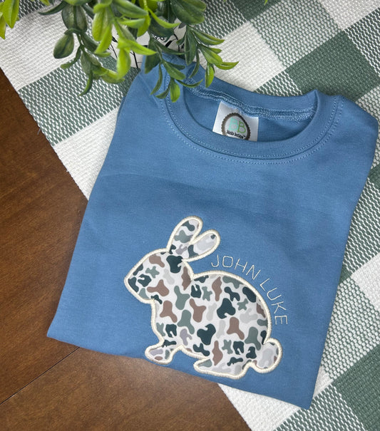 Puff Camo Appliqué Bunny with Name