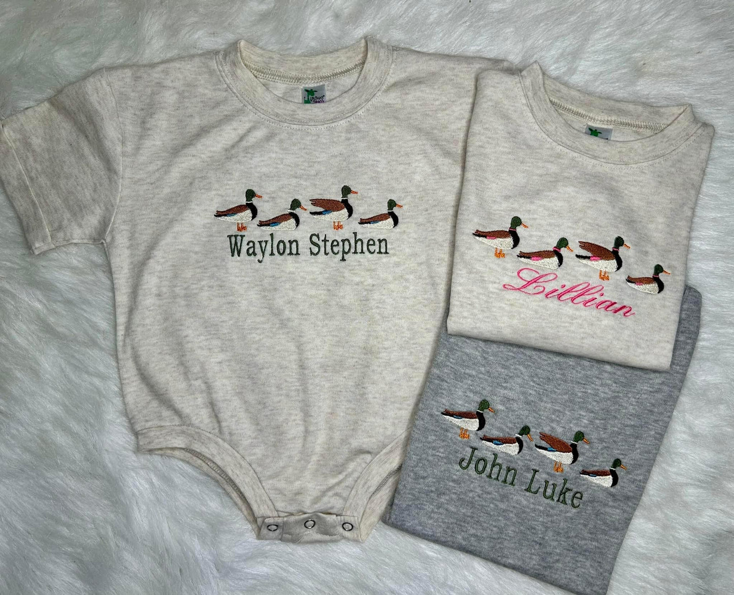 Embroidered Row of Mallards Bubbles/Tees/Pullovers